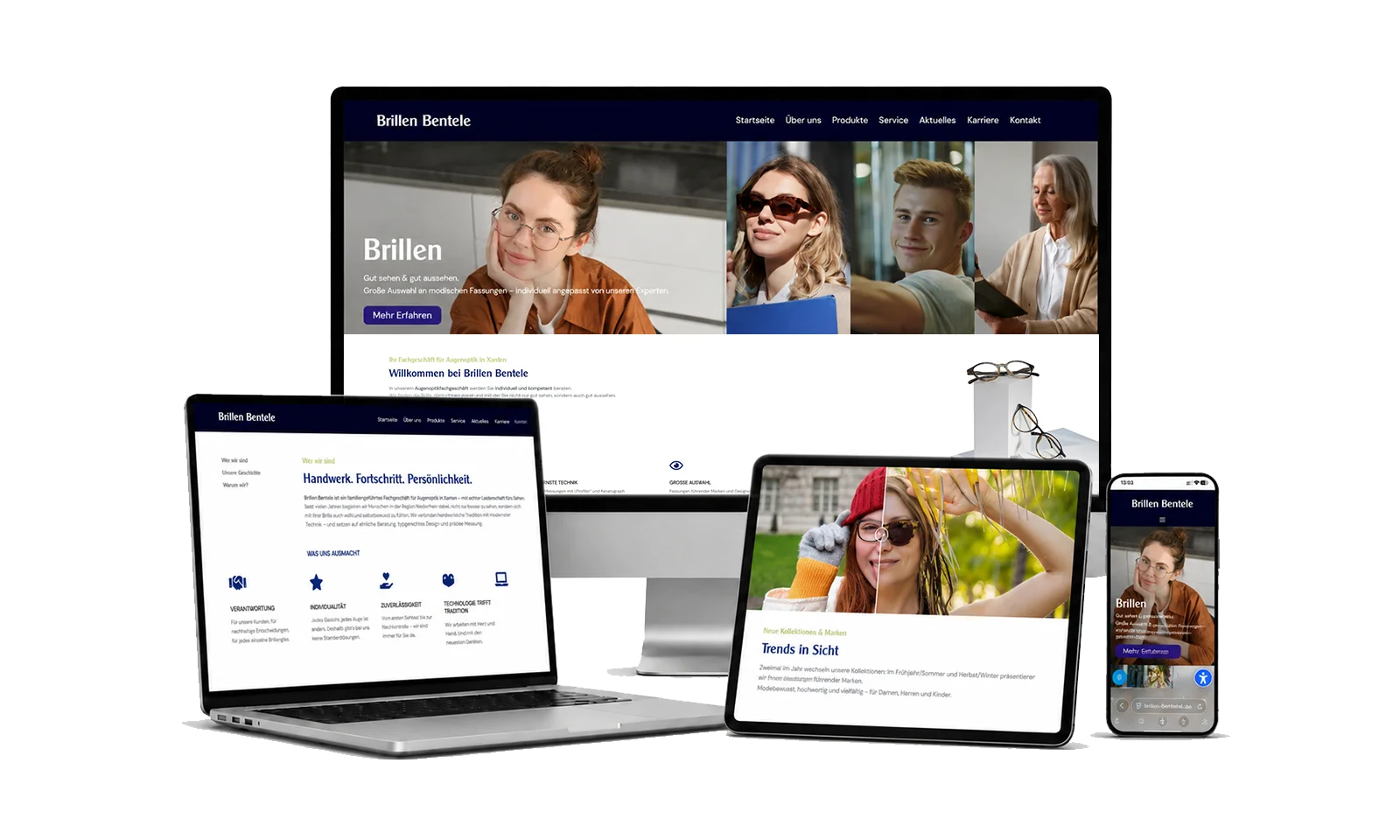 Webdesign-Referenz Xanten on Stage – Website auf verschiedenen Geräten dargestellt