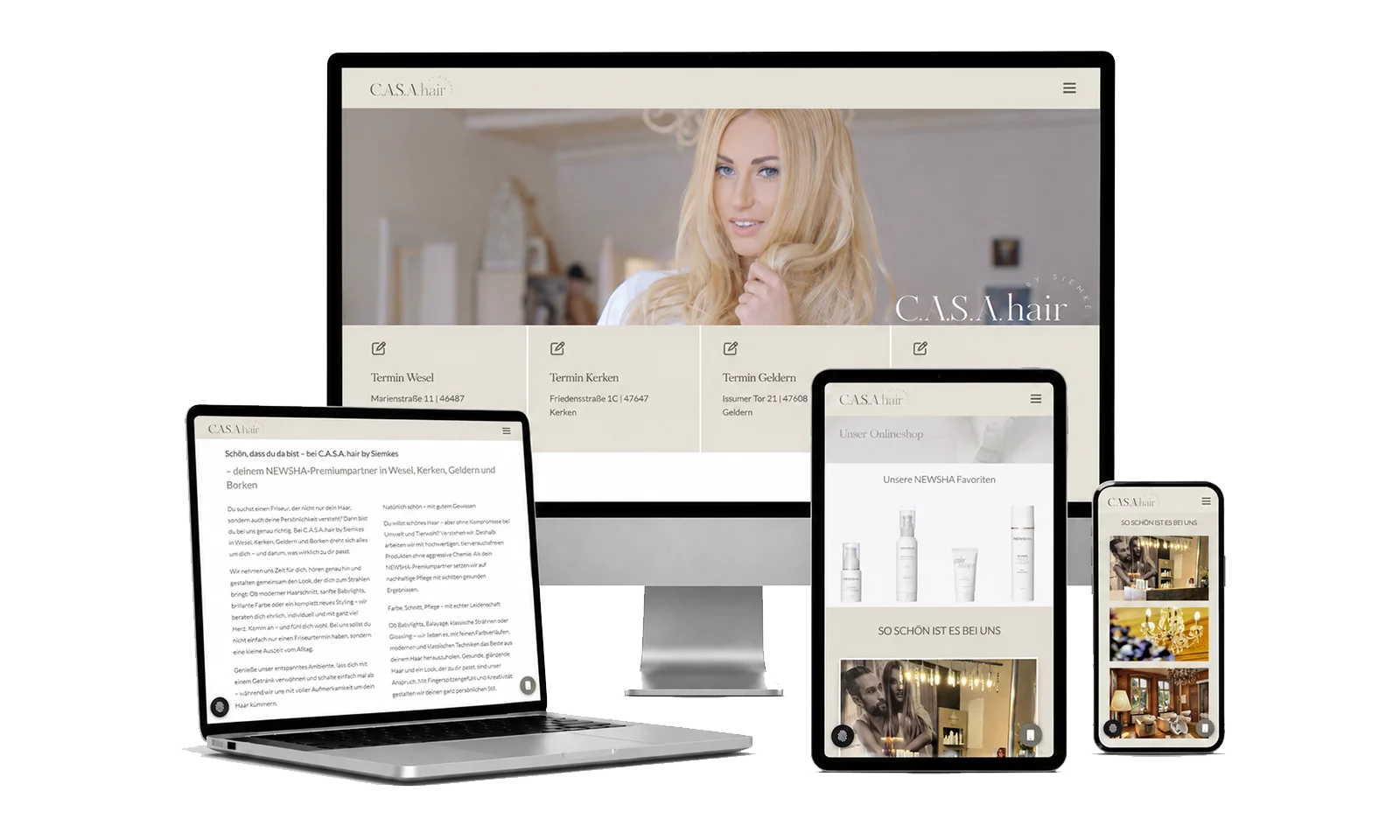 Webdesign-Referenz Xanten on Stage – Website auf verschiedenen Geräten dargestellt