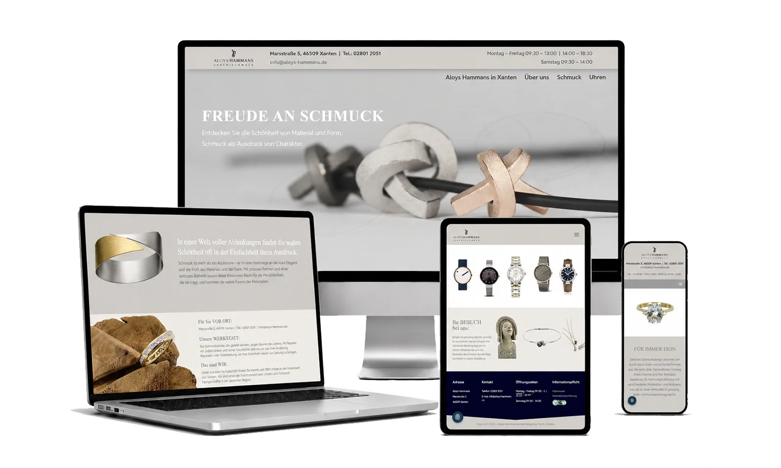 Webdesign-Referenz Xanten on Stage – Website auf verschiedenen Geräten dargestellt